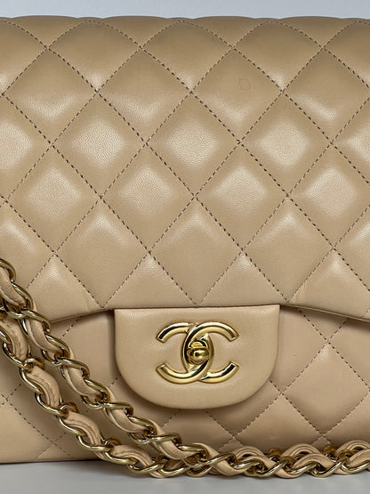 Chanel Double Flap Jumbo Nude