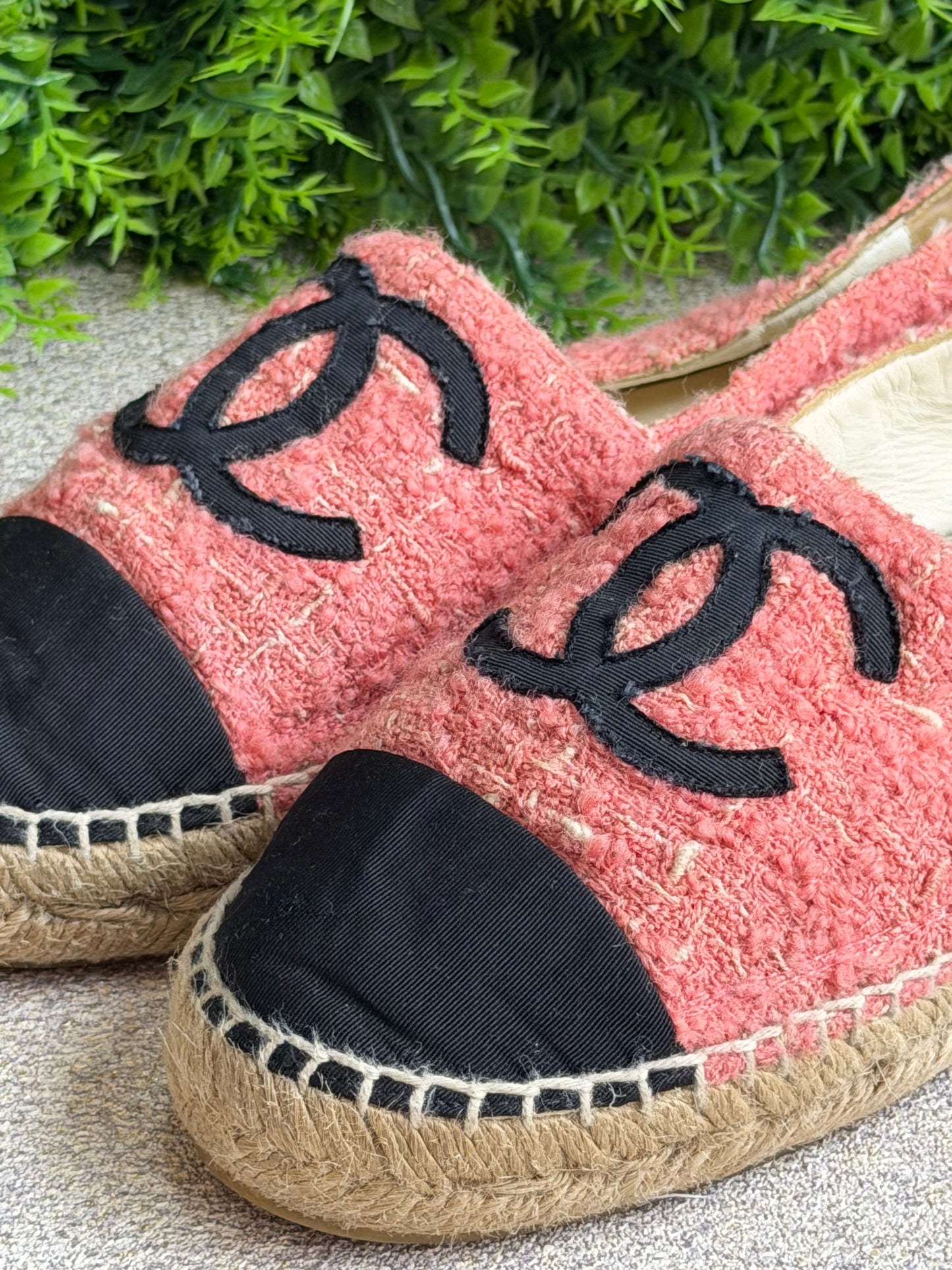 Espadrile Chanel Tweed Rosa