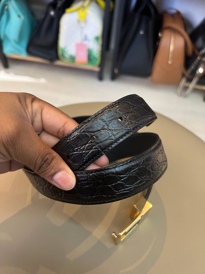 Cinto Saint Laurent Croco Preto