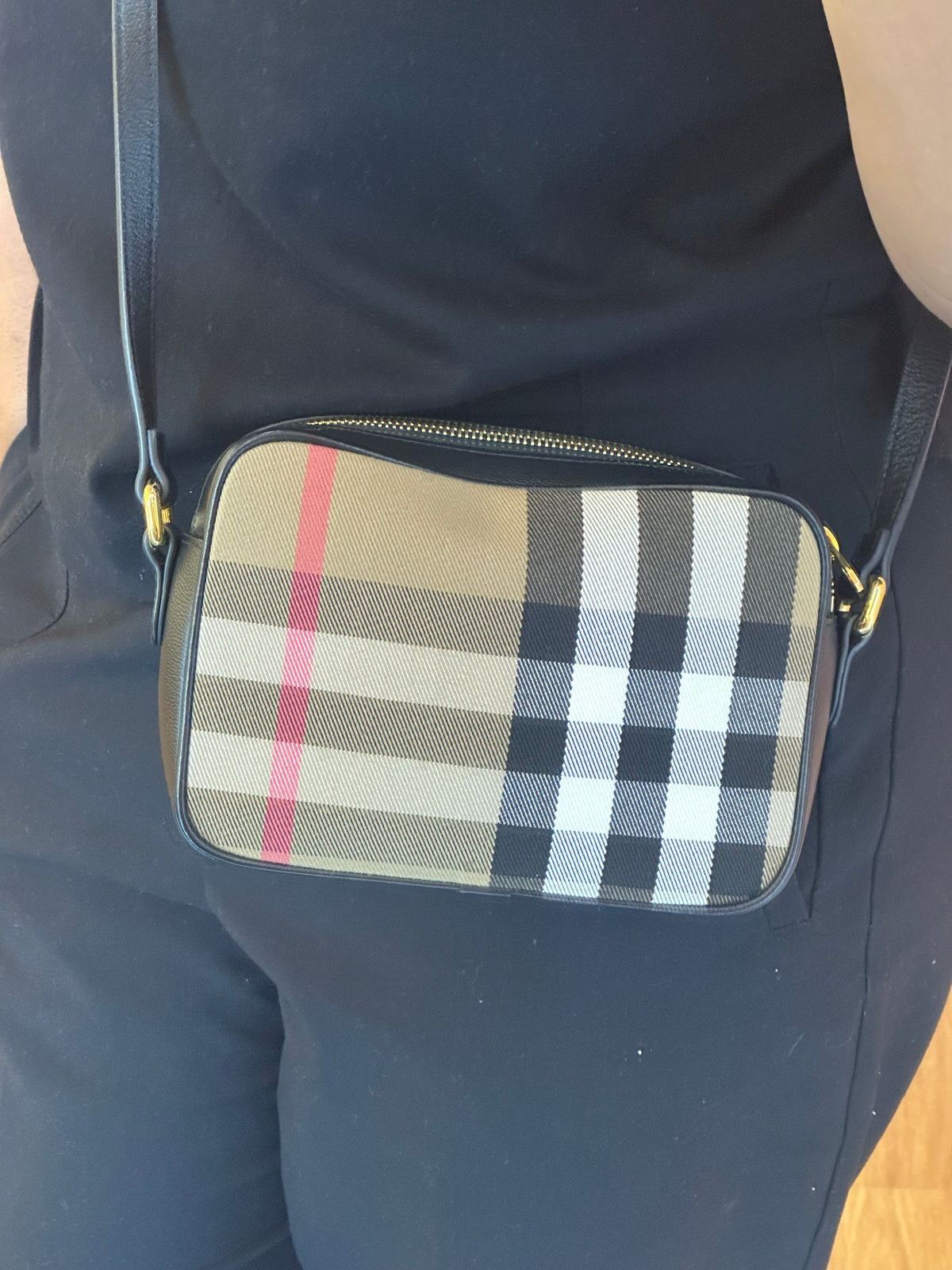 Burberry Heymarket Câmera Bag Mini Preta