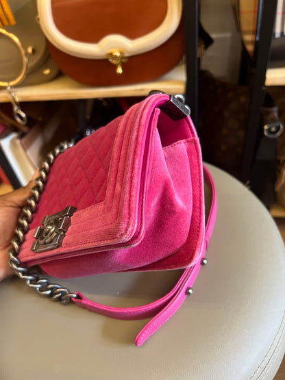 Chanel boy Velvet Small Pink