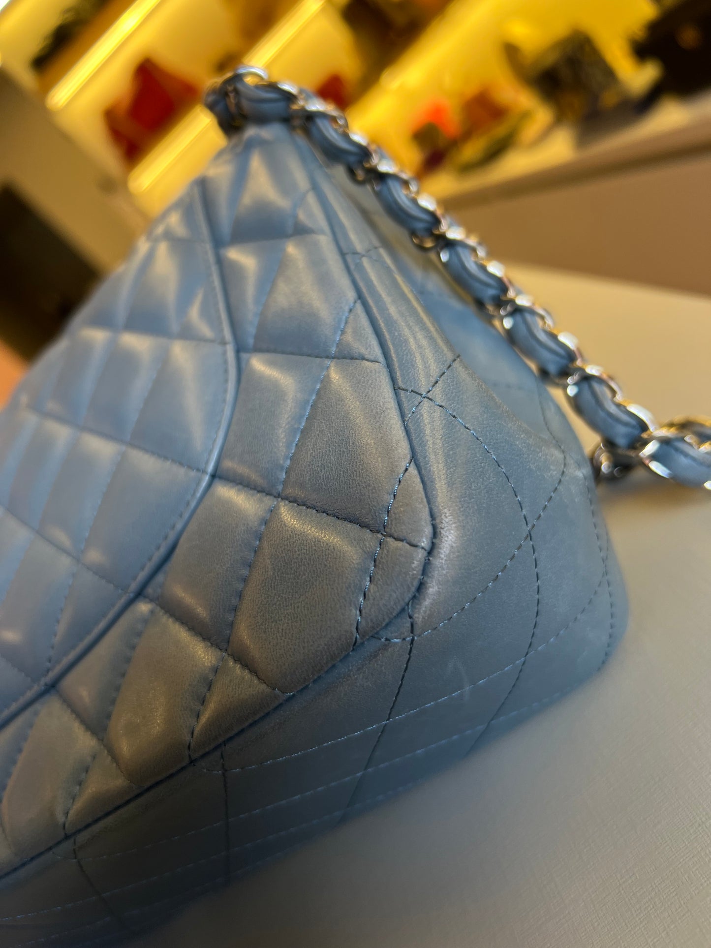 Chanel Double Flap Jumbo Azul