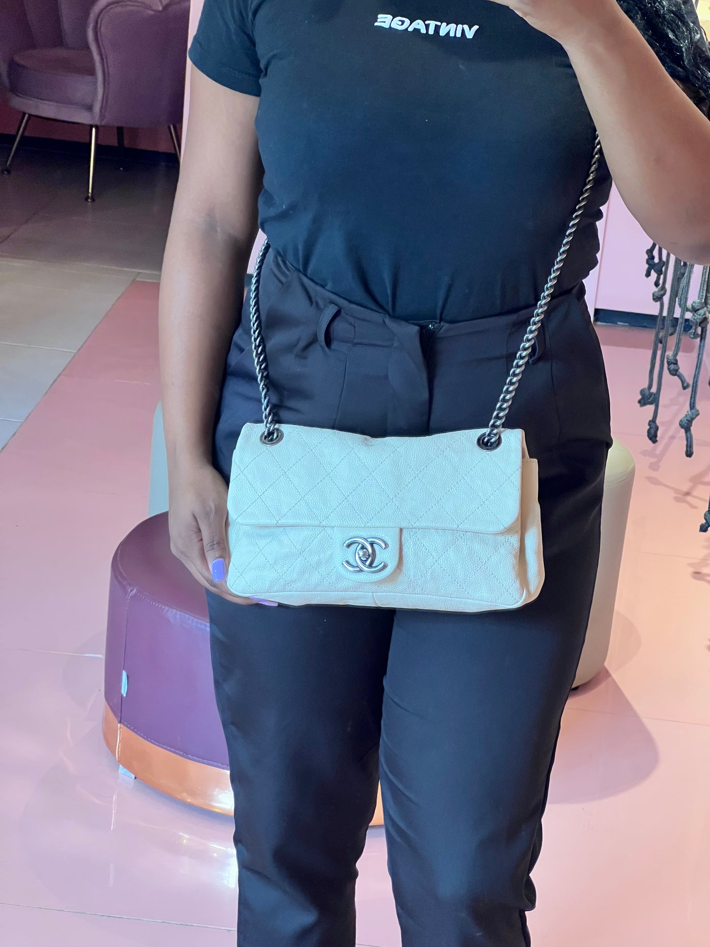 Chanel Classic Single Flap Off  White