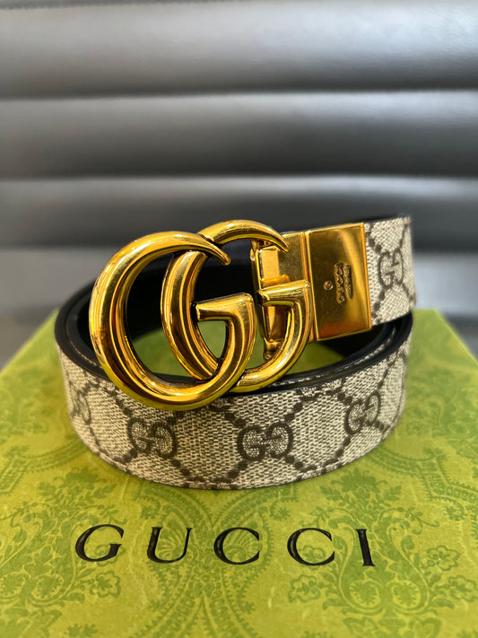 Cinto Gucci Monogram Dupla Face