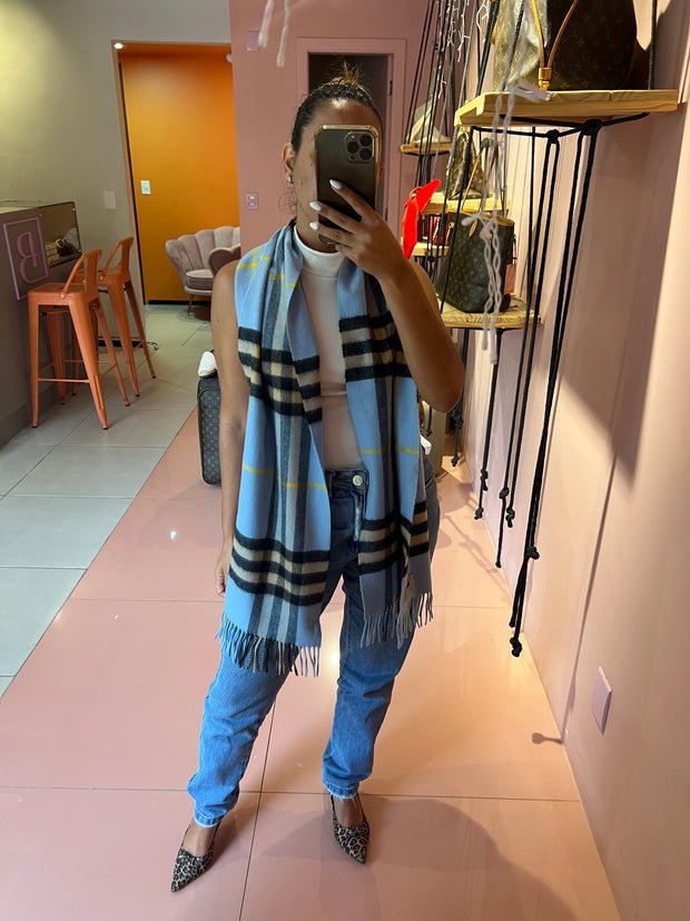 Cachecol Burberry Check Azul