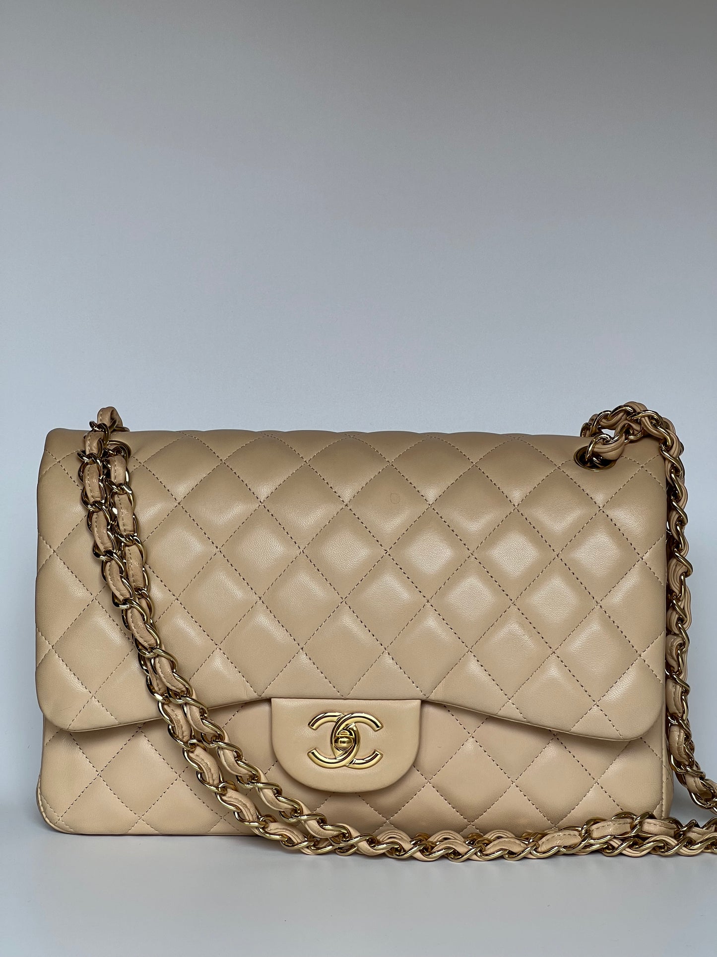 Chanel Double Flap Jumbo Nude