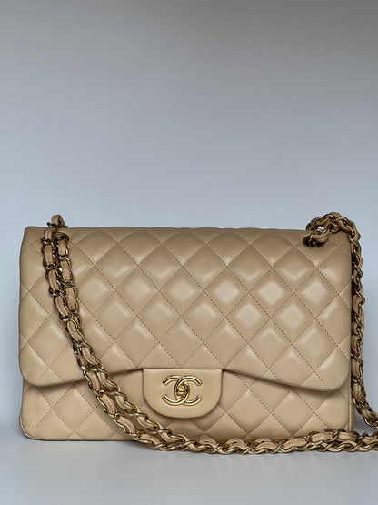 Chanel Double Flap Jumbo Nude
