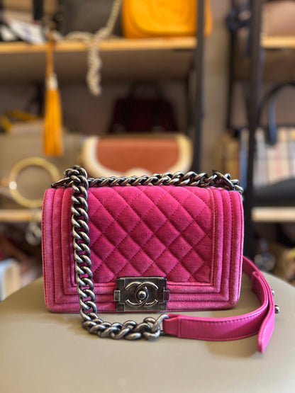 Chanel boy Velvet Small Pink