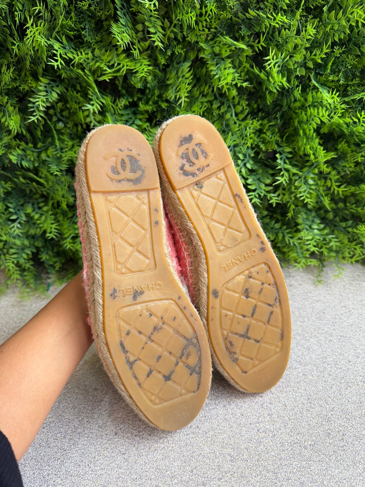 Espadrile Chanel Tweed Rosa