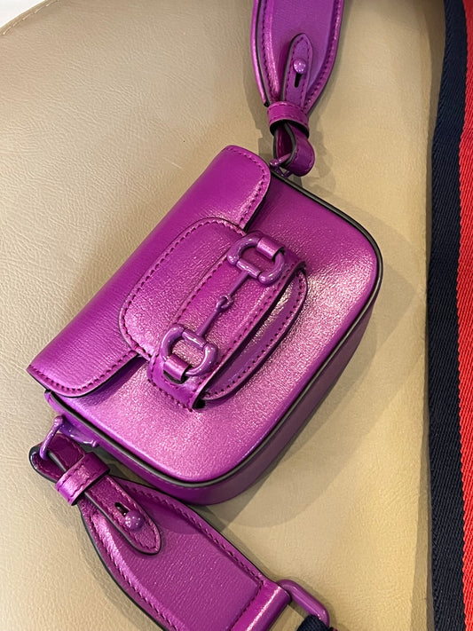 Gucci Horsebit 1955 Super Mini Roxa