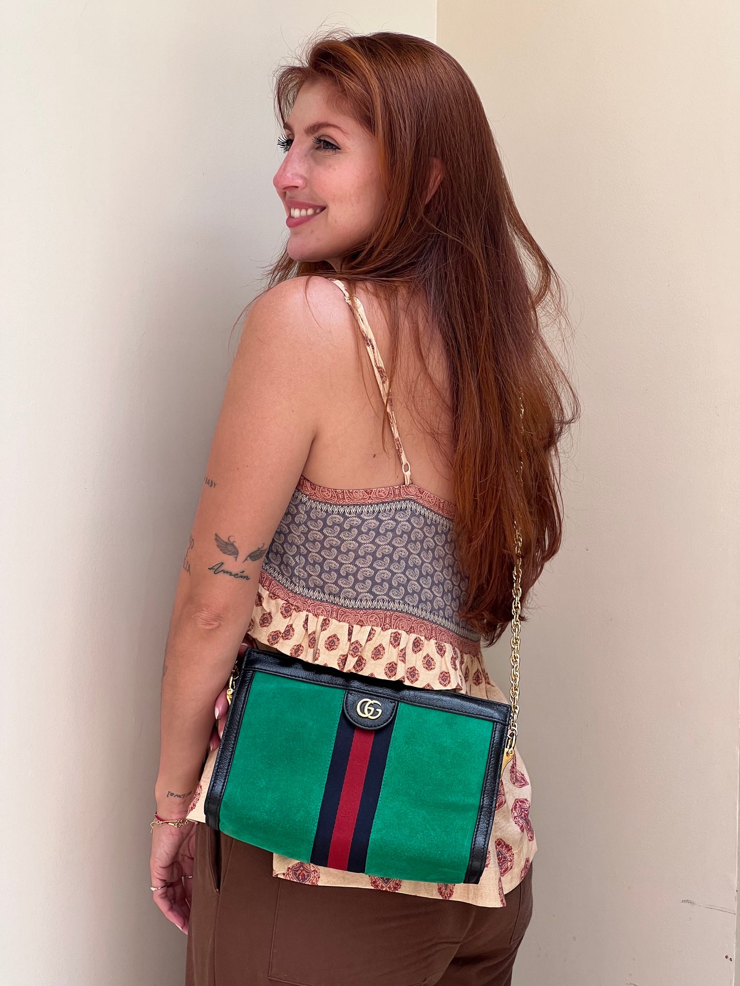 Gucci Ophidia Camurça Chain Verde