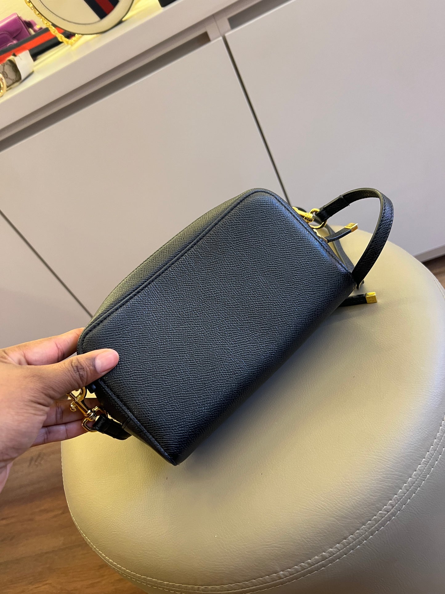 Christian Dior Cannage em Couro Preto