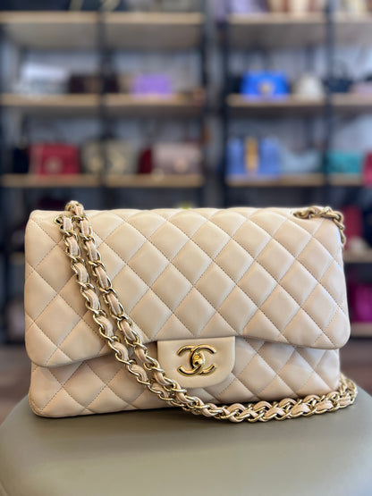Chanel Double Flap Jumbo Nude