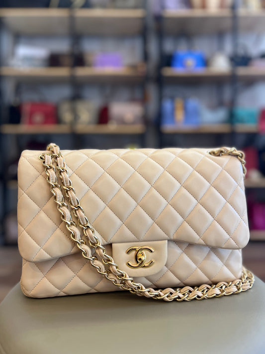 Chanel Double Flap Jumbo Nude