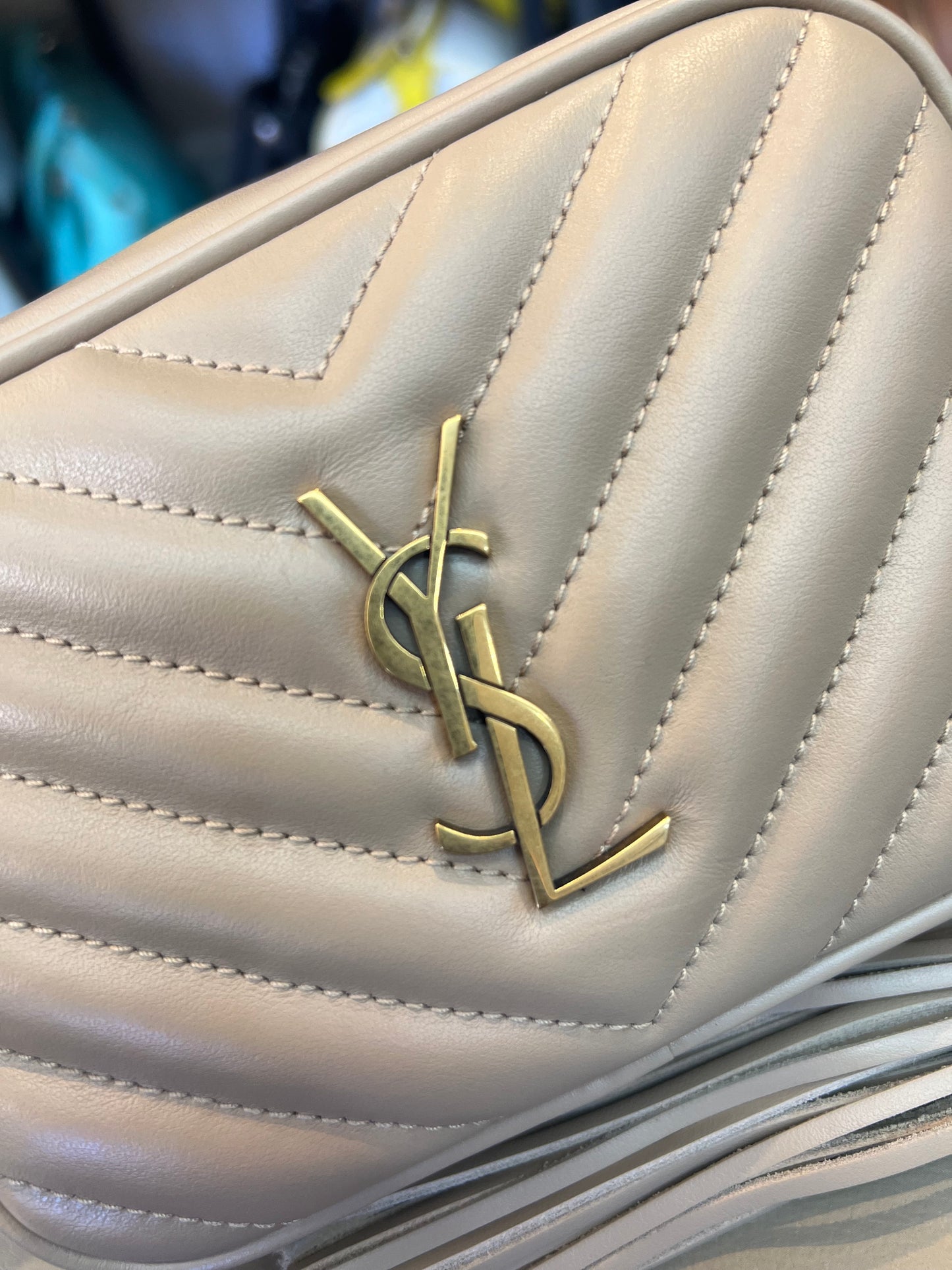 Saint Laurent Pochette Lou Leather Nude