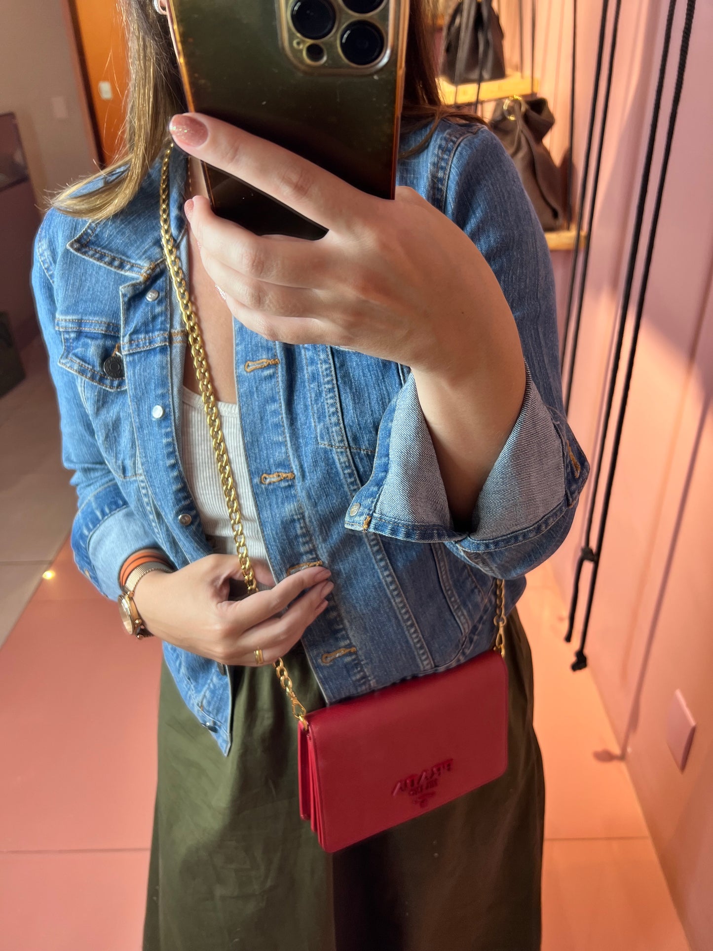 Prada Monograma Chain Vermelha