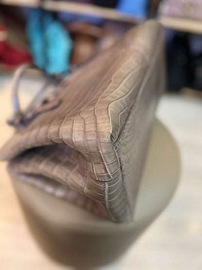 Bottega Veneta Roma Croco Cinza