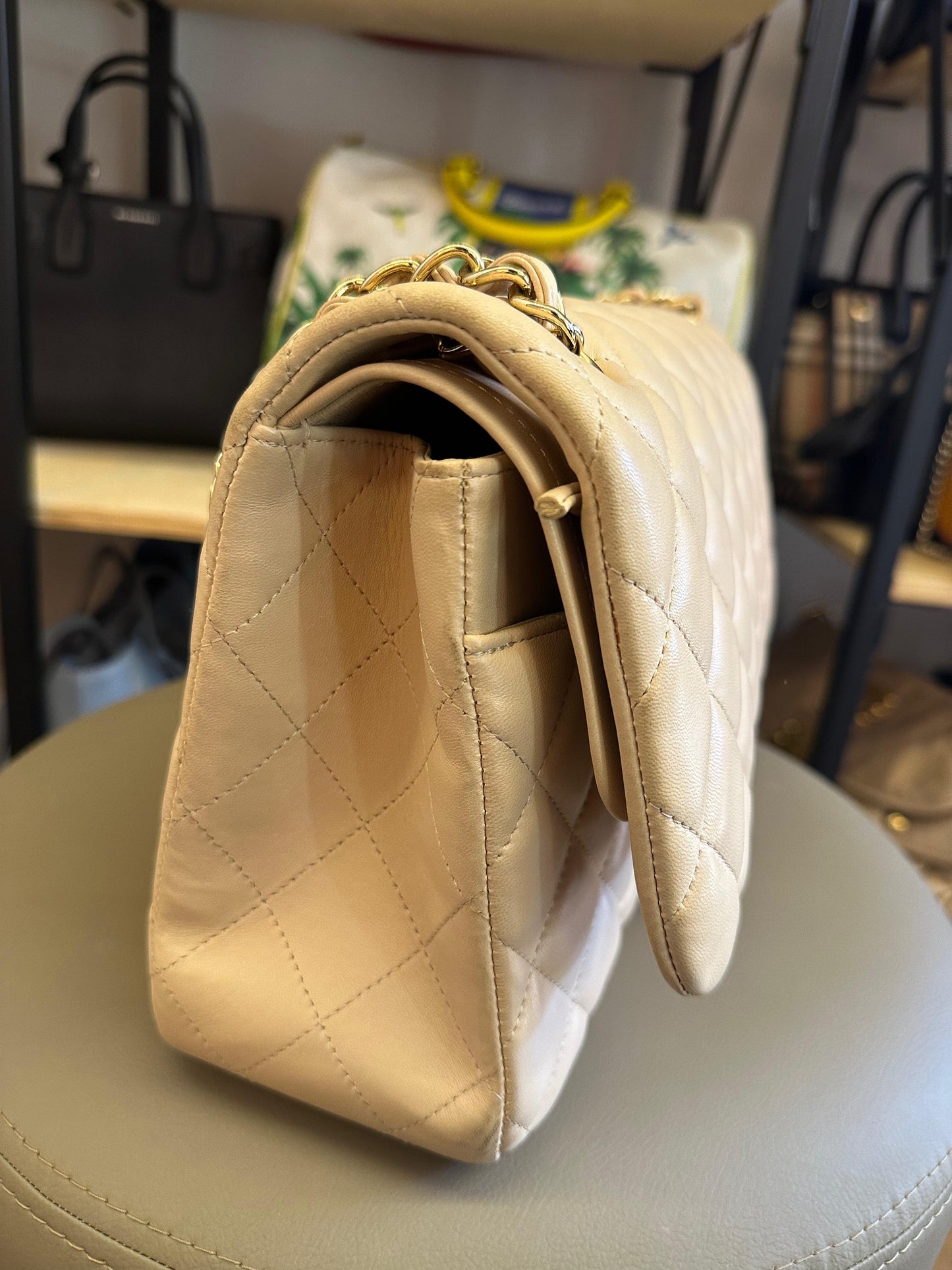 Chanel Double Flap Jumbo Nude