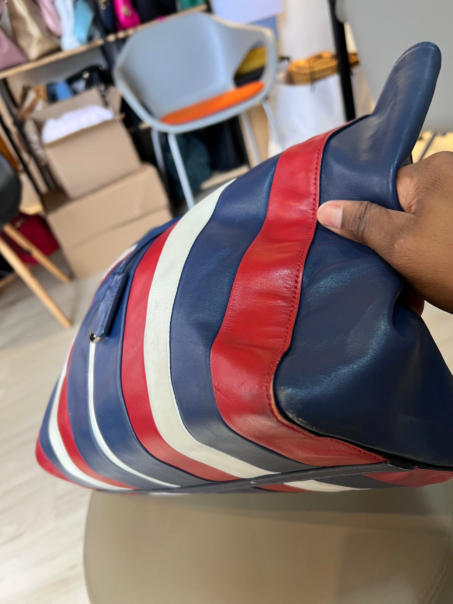 Prada Calf Tote Tricolor