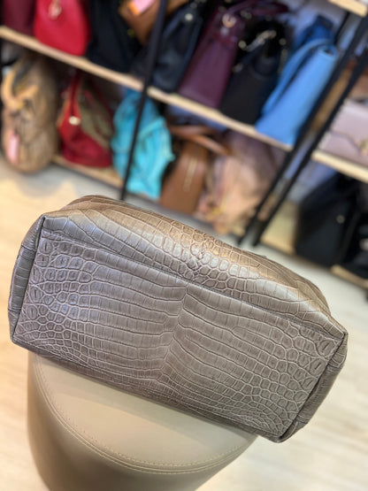 Bottega Veneta Roma Croco Cinza