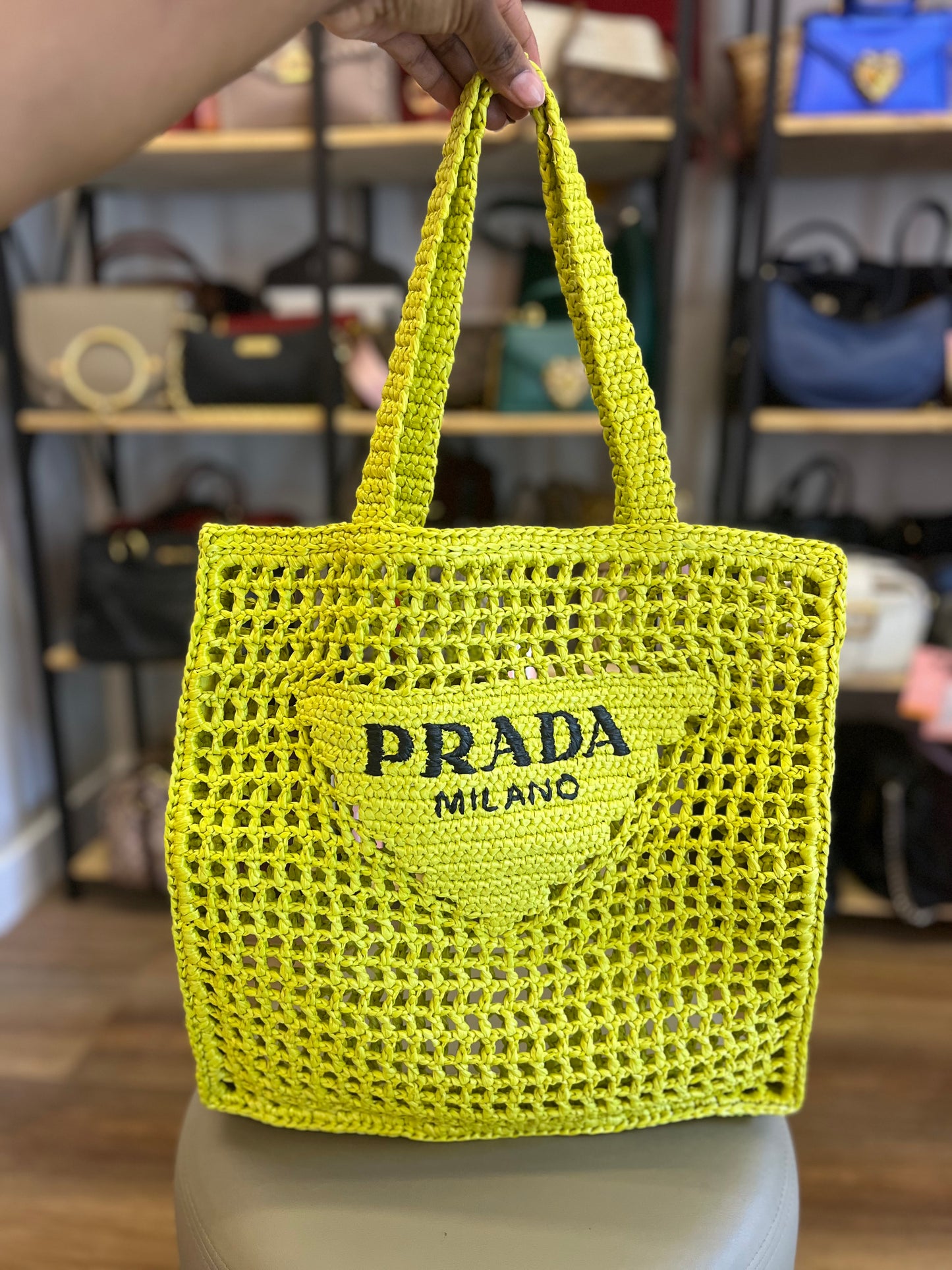 Prada Raffia Tote bag Verde