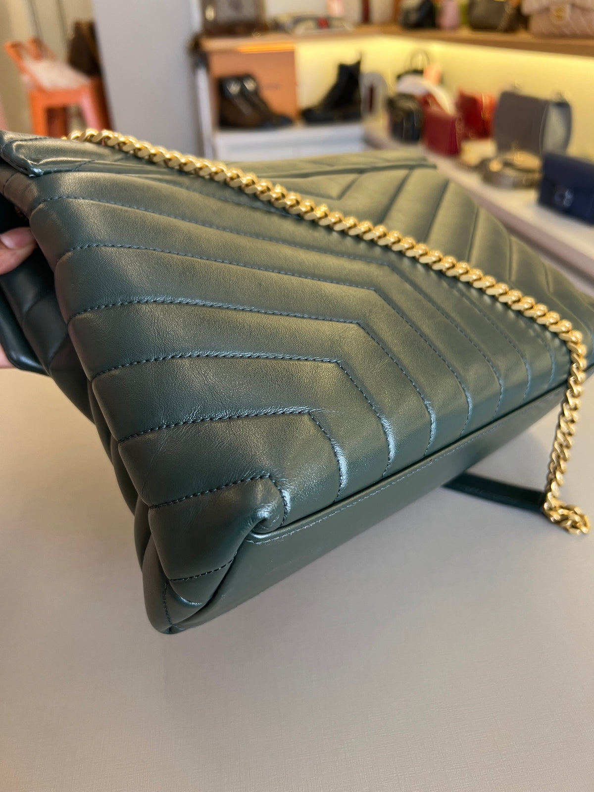 Saint Laurent Loulou Matelassê Verde