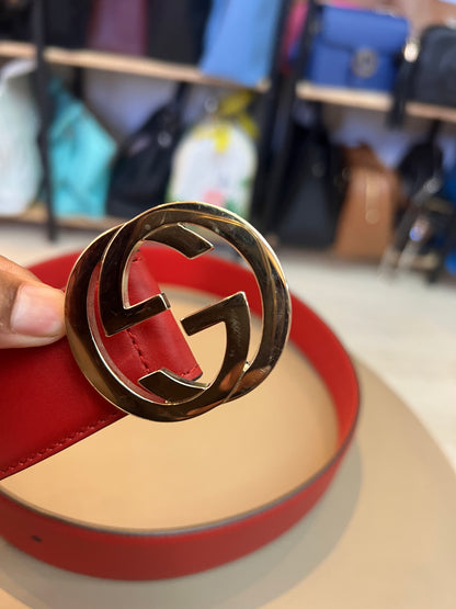 Cinto Gucci Interlock Vermelho