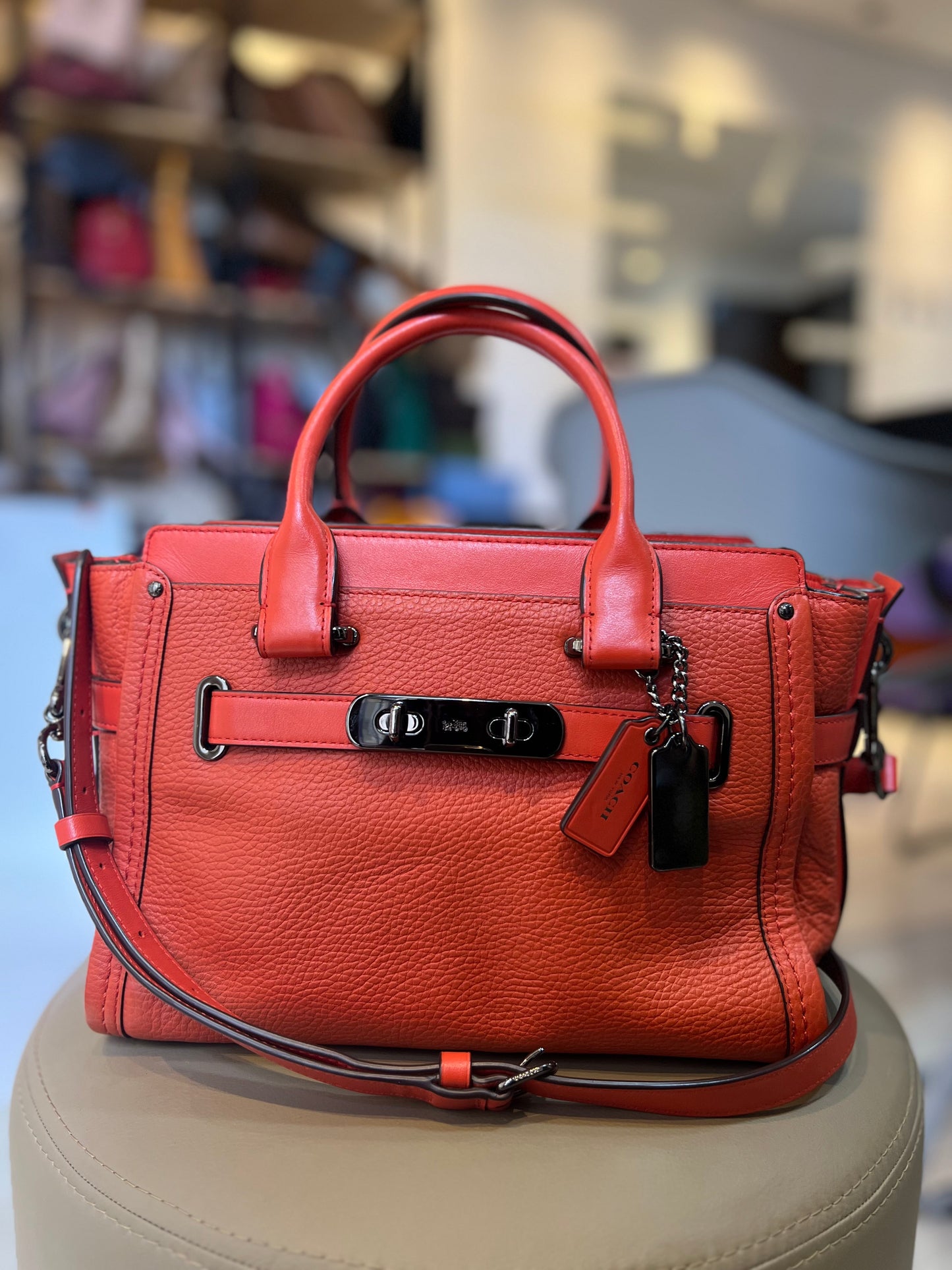 Coach Swagger Pebbled Laranja