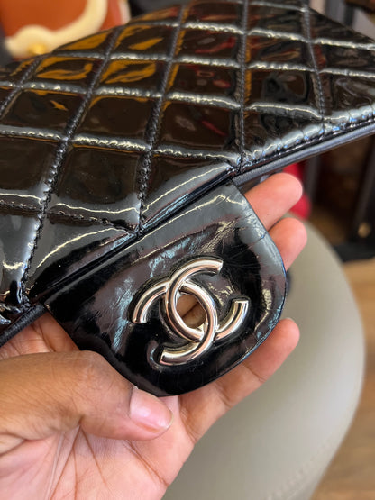 Chanel Single Flap Jumbo Verniz Preta