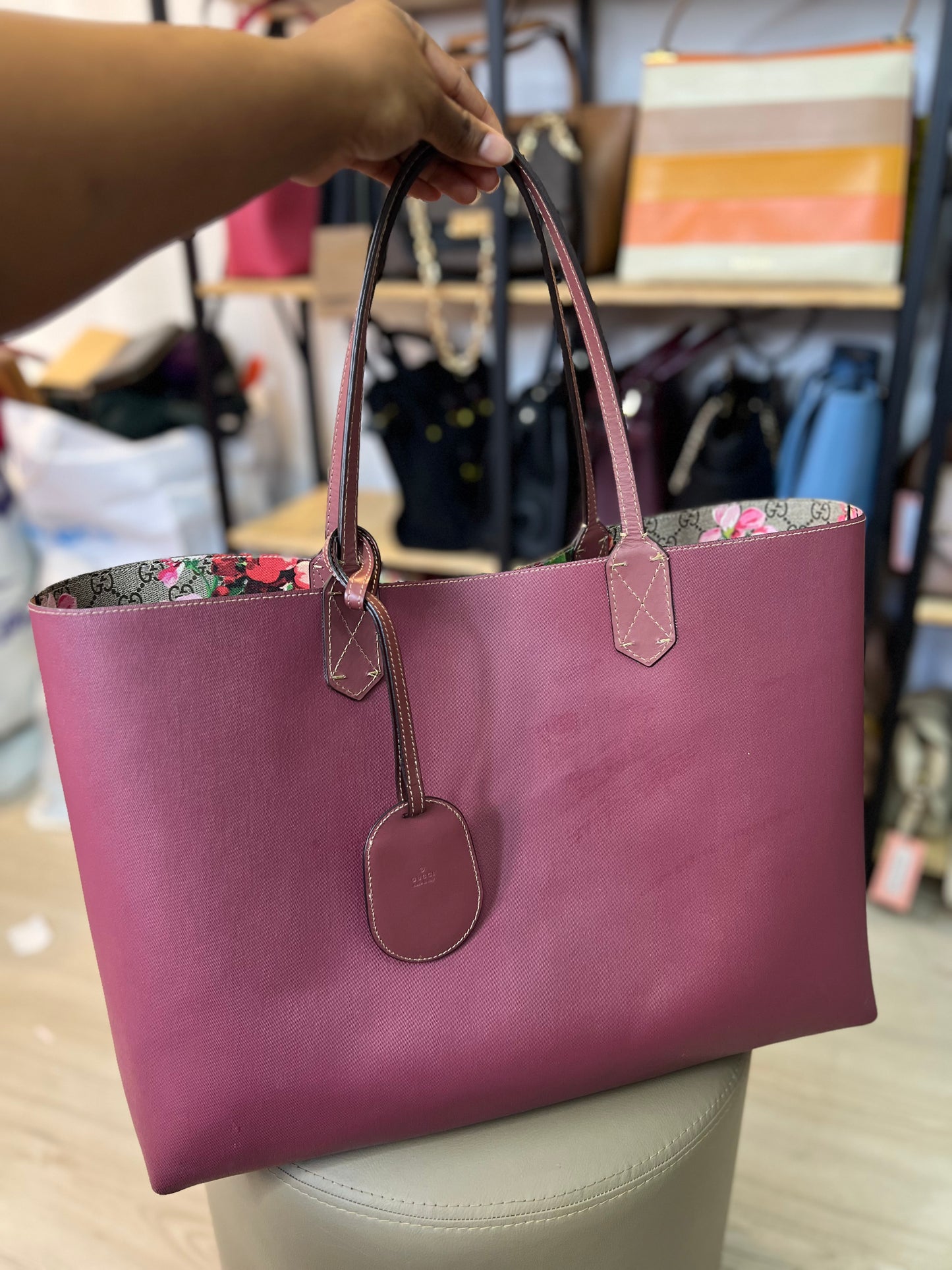 Gucci GG Supreme Blooms Reversible Tote