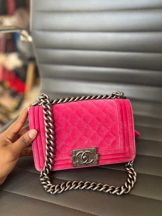 Chanel boy Velvet Small Pink
