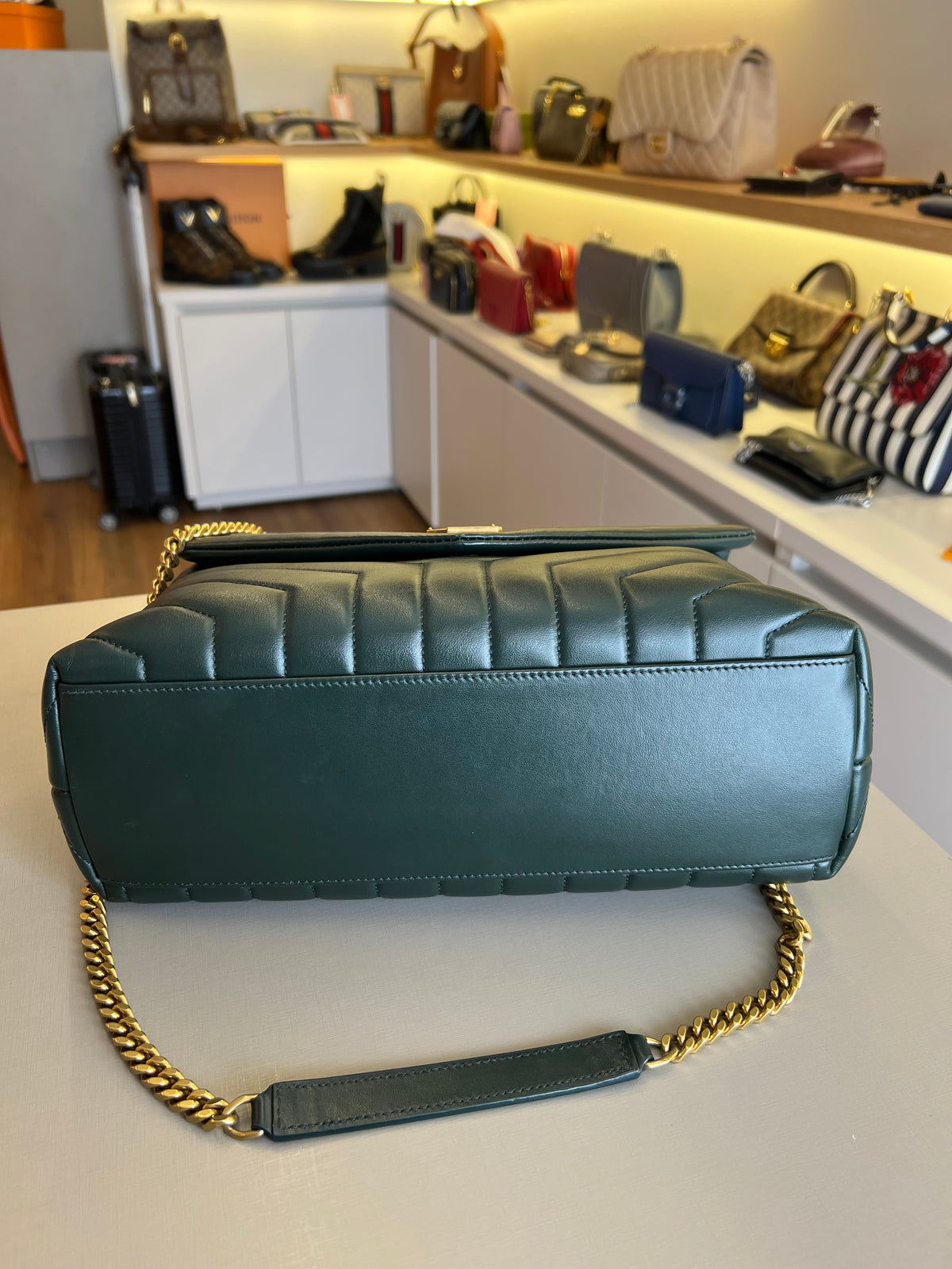 Saint Laurent Loulou Matelassê Verde