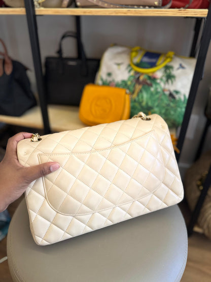 Chanel Double Flap Jumbo Nude