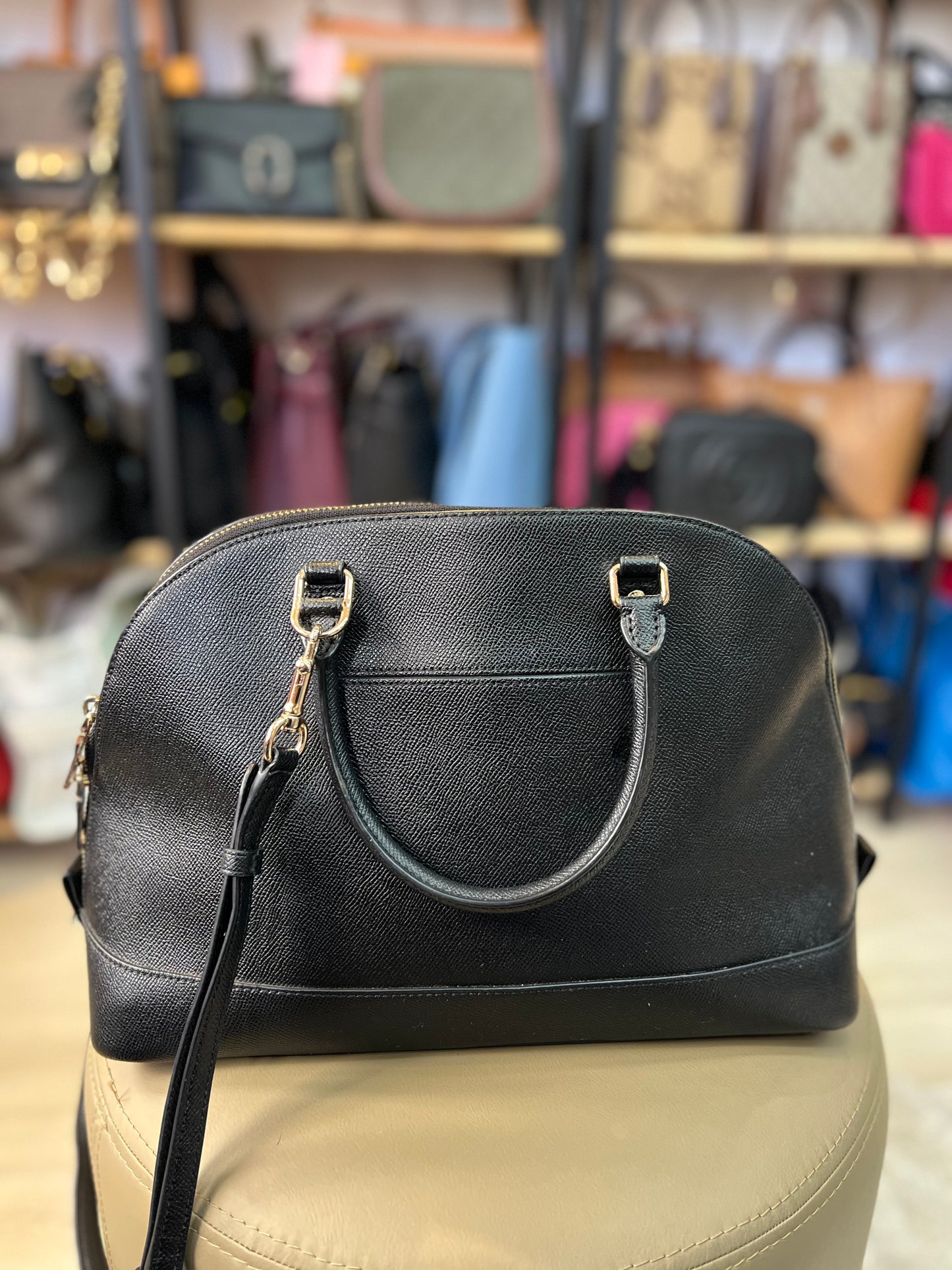 Coach Sierra Satchel em Couro Preto