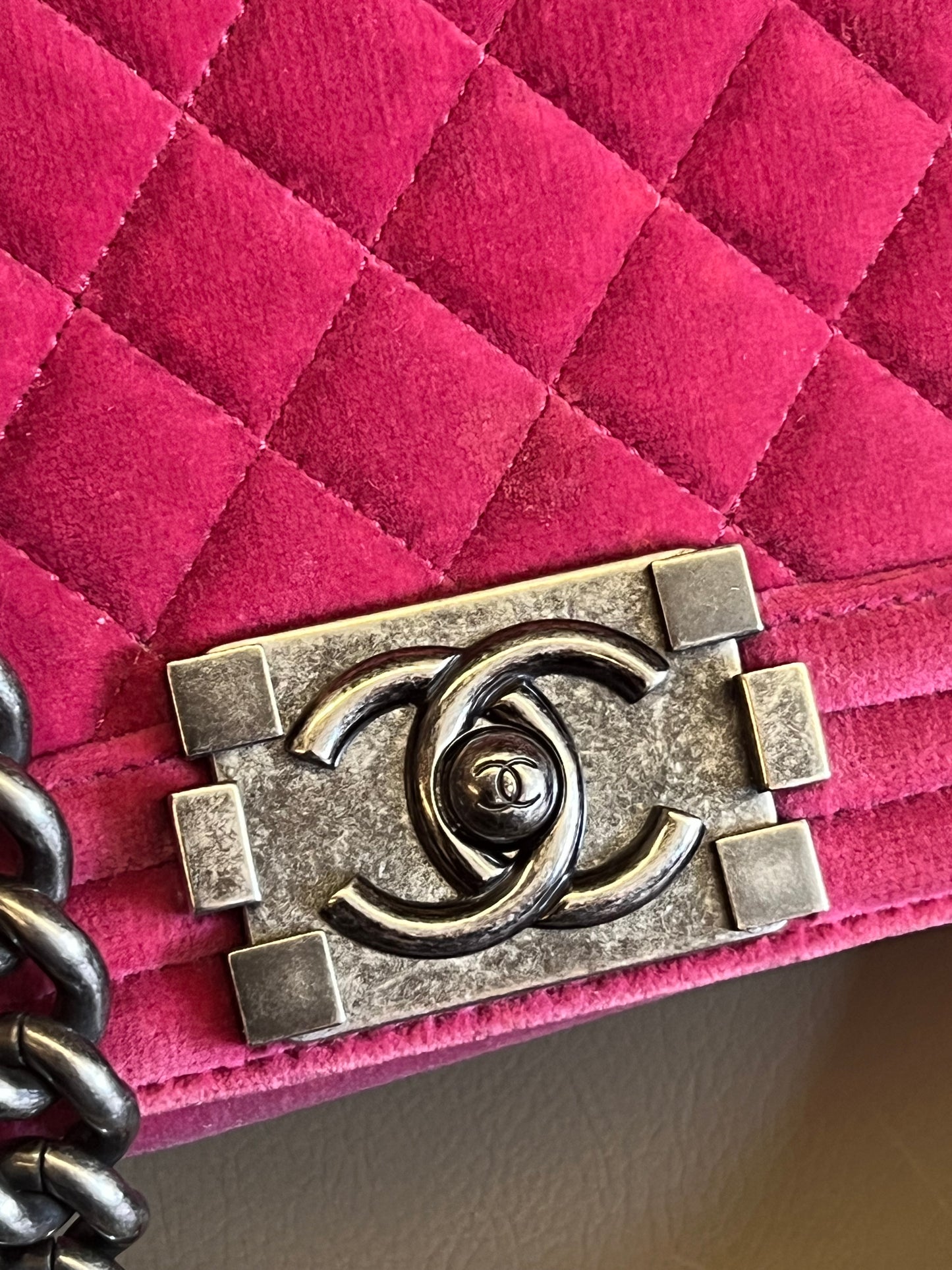 Chanel boy Velvet Small Pink