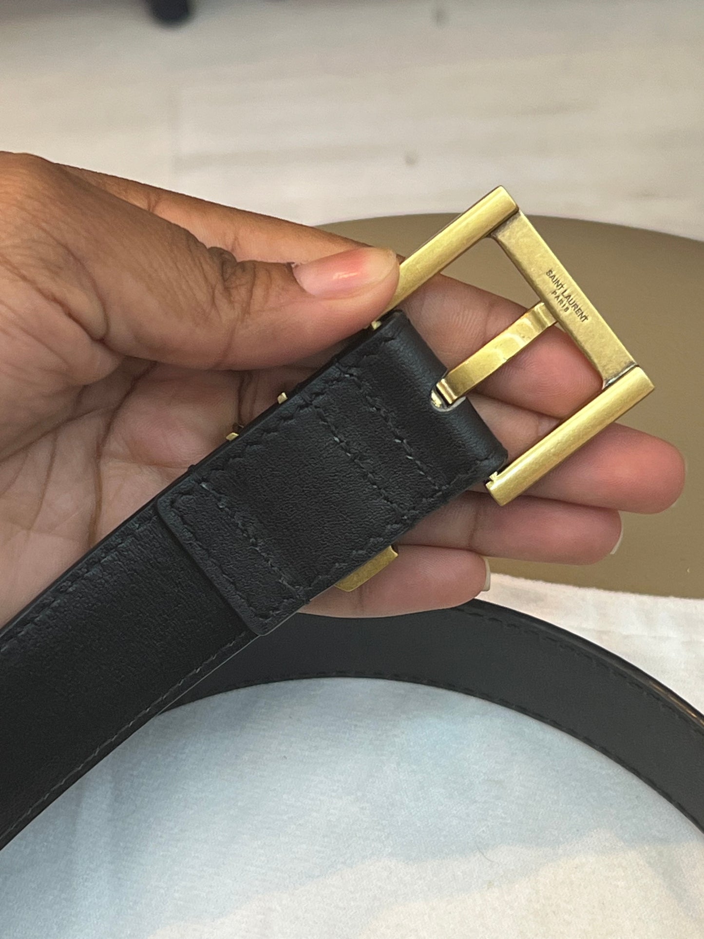 Cinto Saint Laurent Cassandre Preto