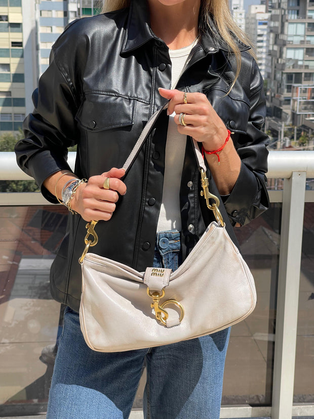 Miu Miu Nappa Shoulder Bag Off White