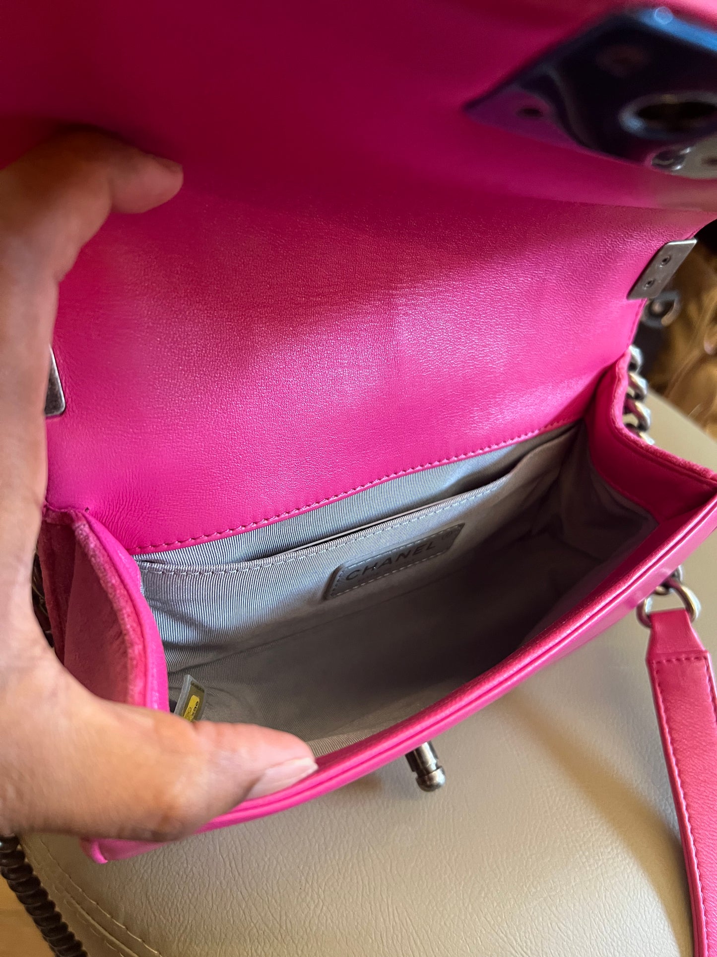 Chanel boy Velvet Small Pink