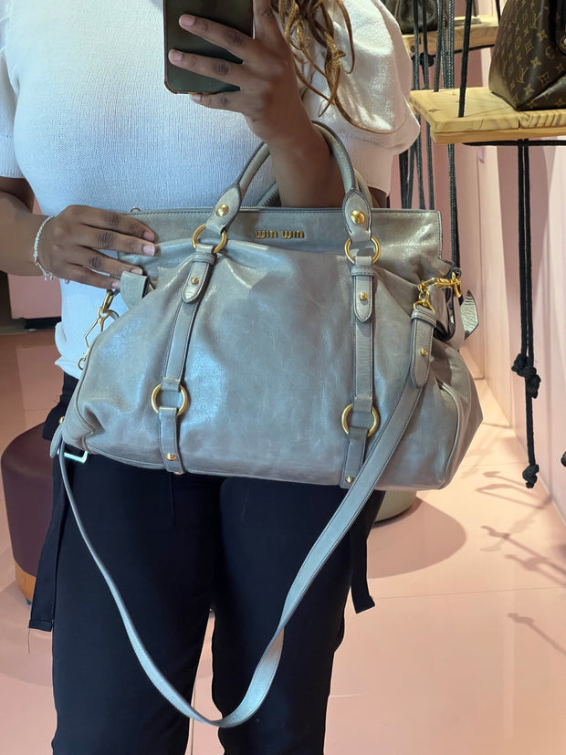 Miu Miu Vitello Lux Cinza
