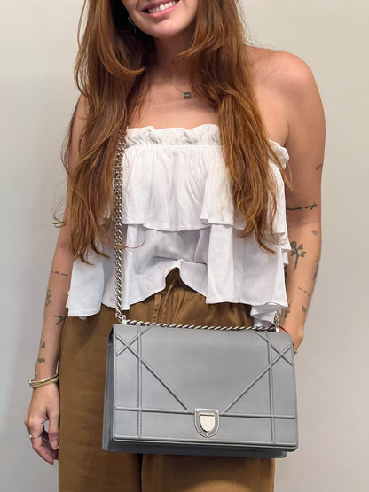 Christian Dior Diorama Couro Cinza