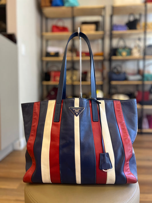 Prada Calf Tote Tricolor