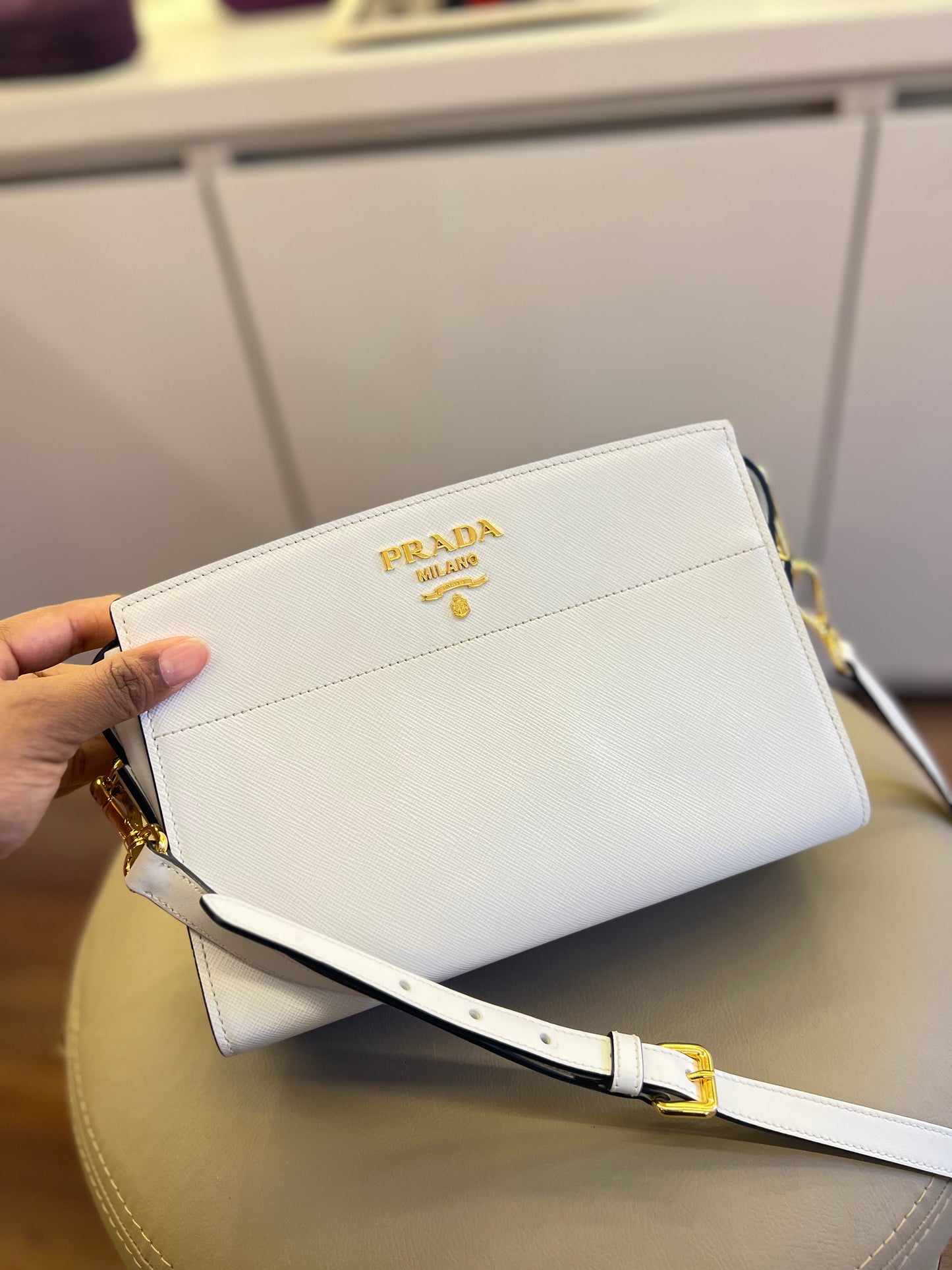 Prada Esplanade City Saffiano Off White