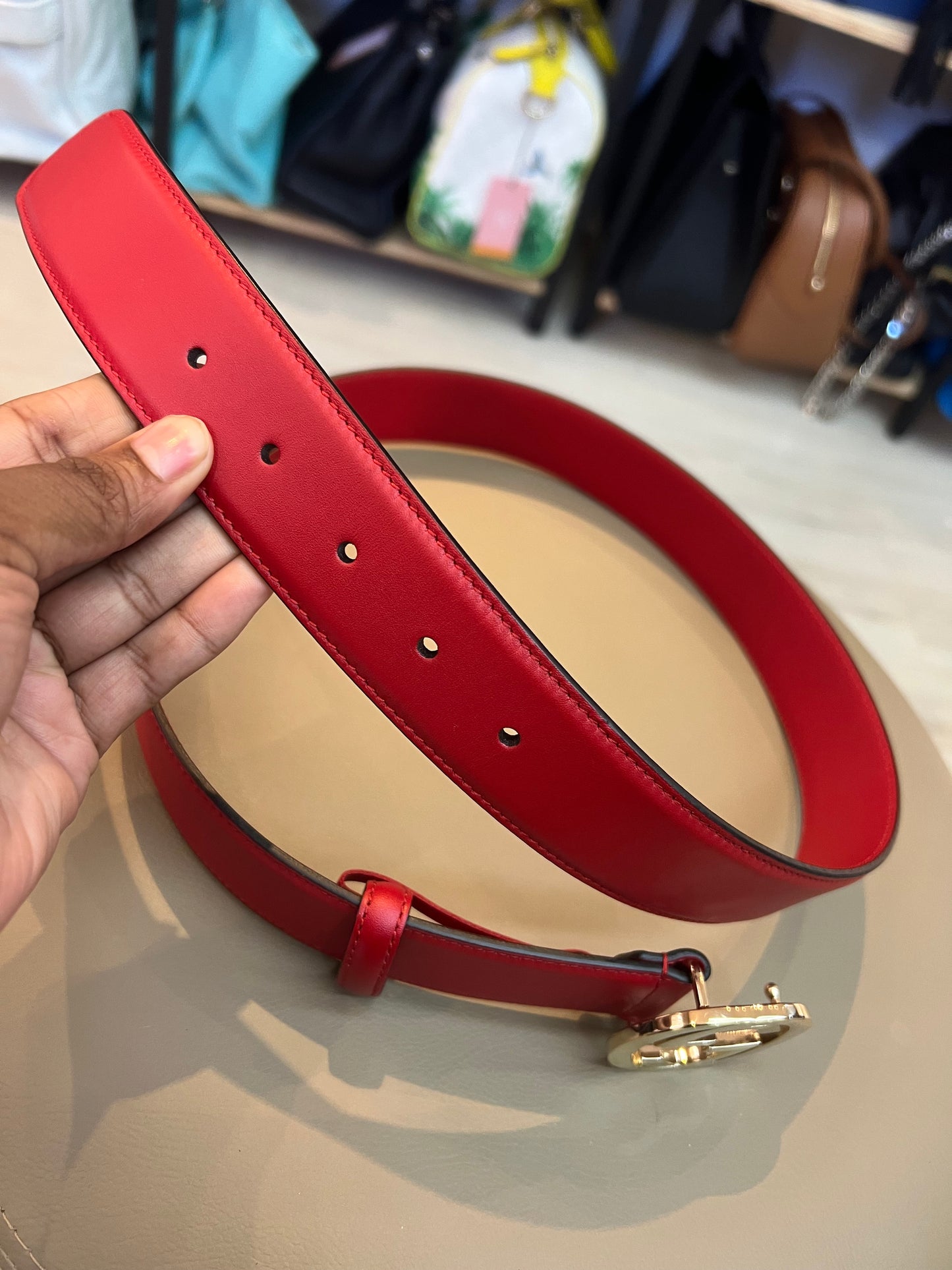 Cinto Gucci Interlock Vermelho
