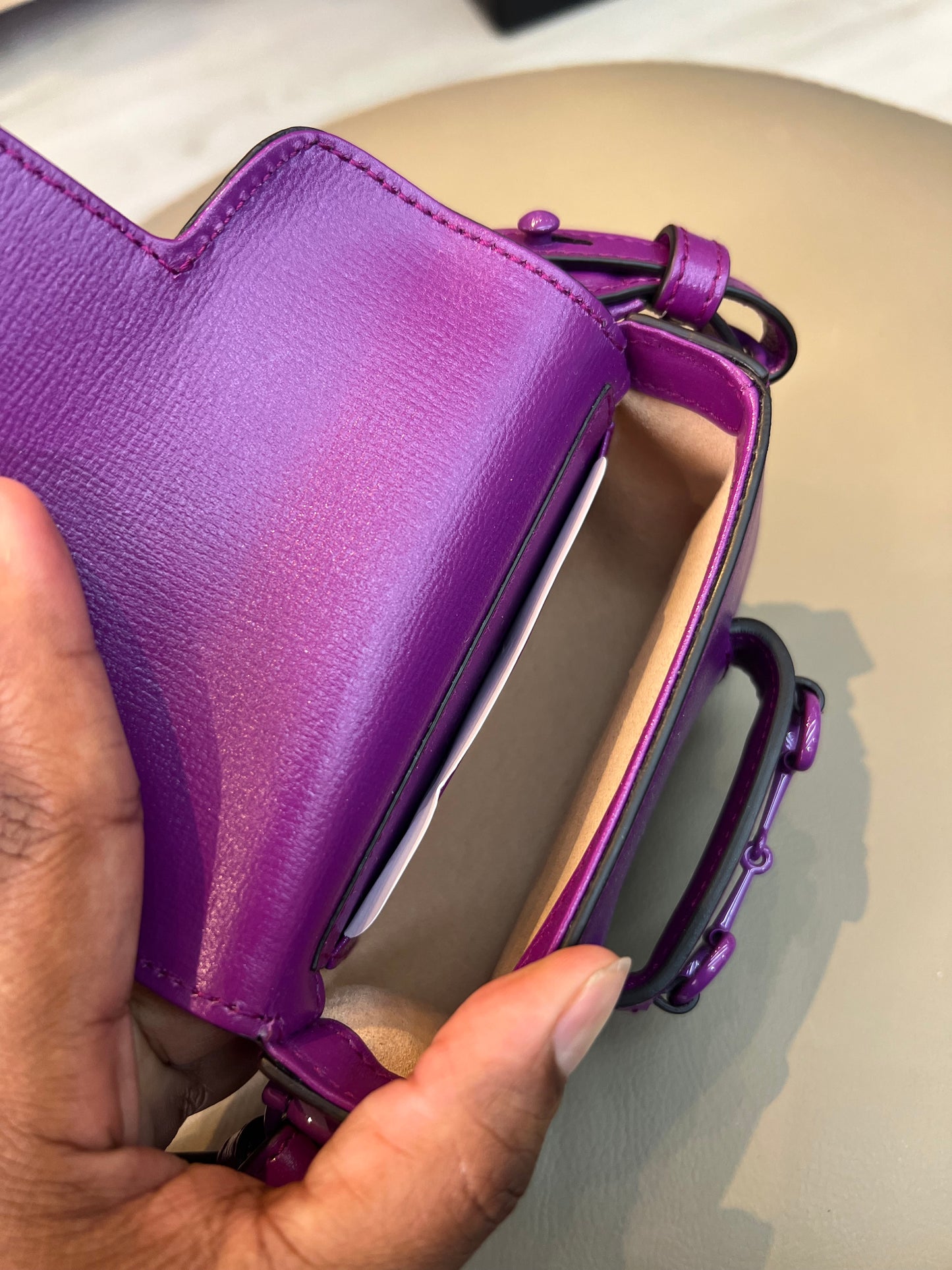 Gucci Horsebit 1955 Super Mini Roxa