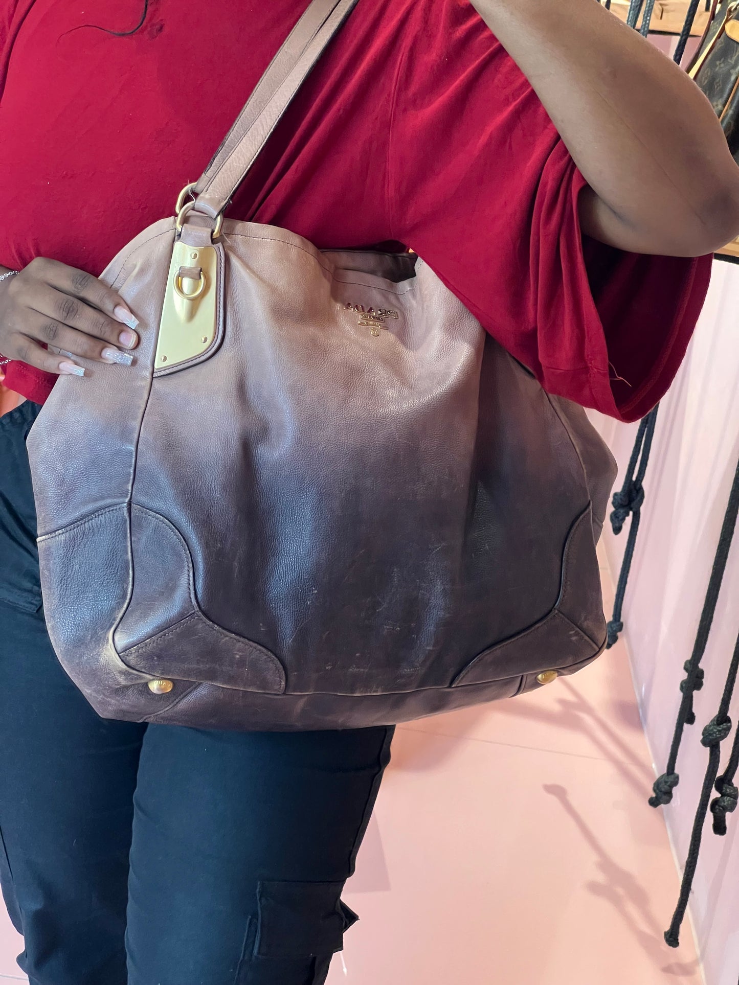 Prada Tote Soft Calf Marrom