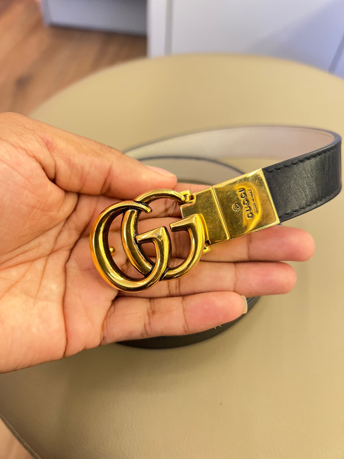 Cinto Gucci Dupla Face P&B