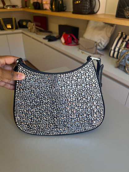 Prada Cleo Cetim com Cristais Preta