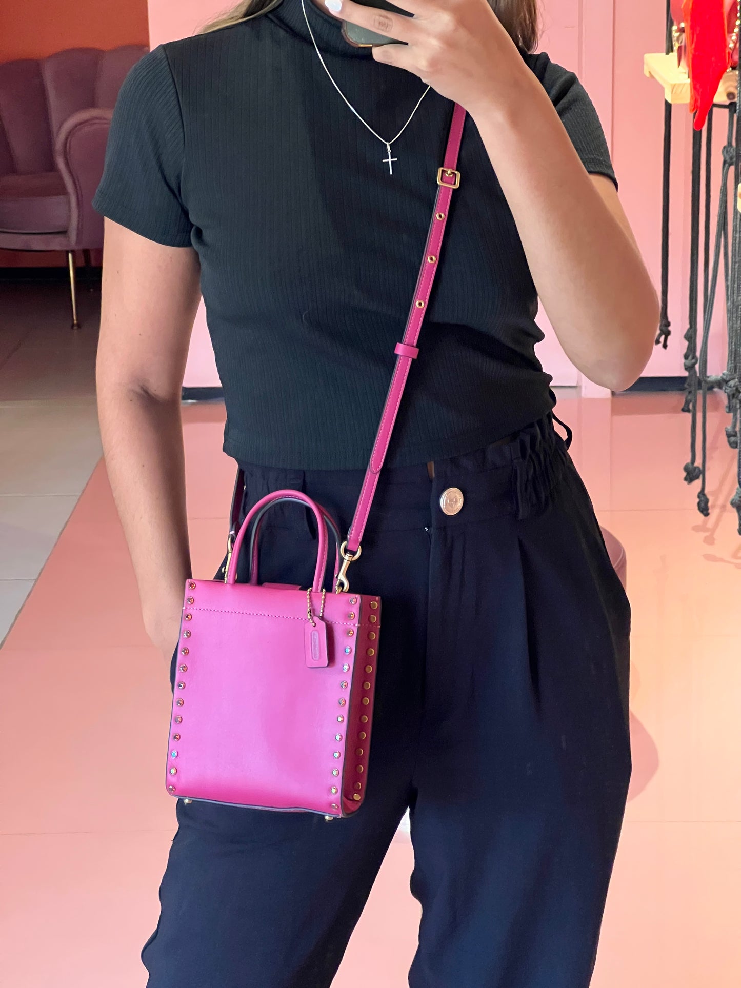 Coach Mini Cashin Tote Rosa