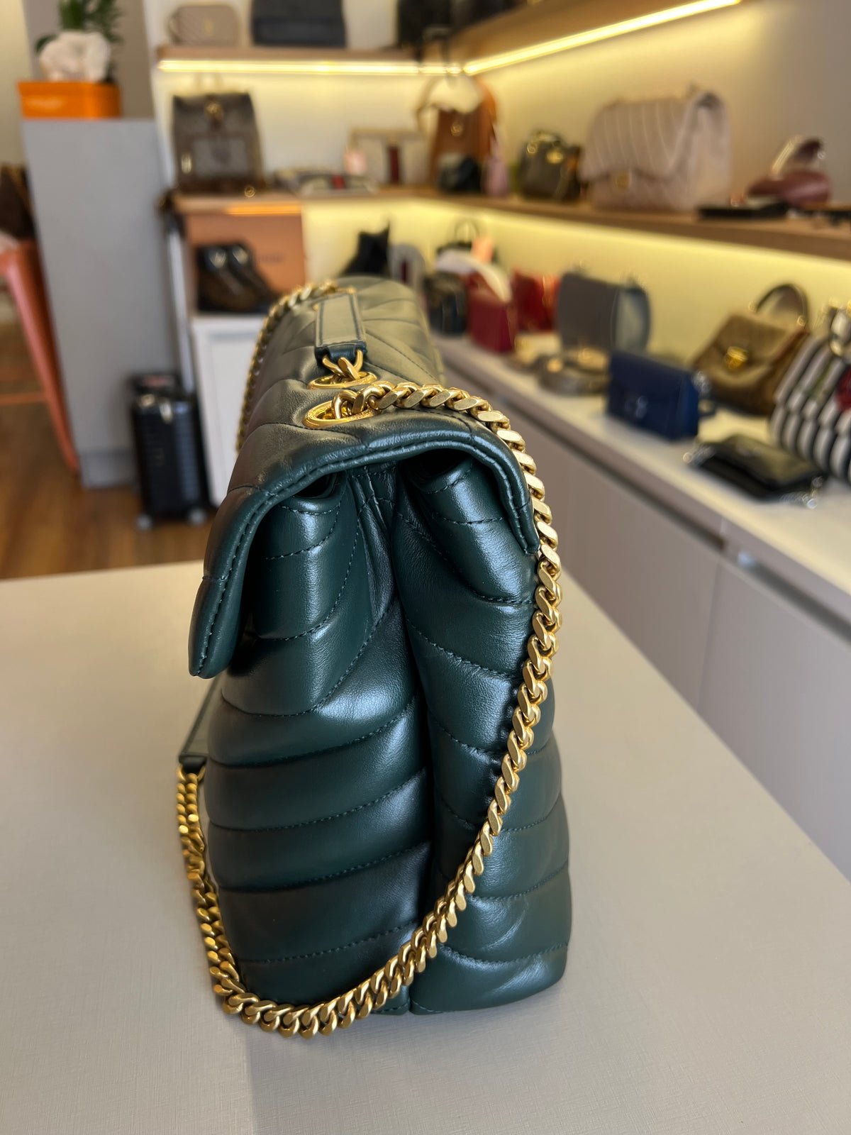 Saint Laurent Loulou Matelassê Verde