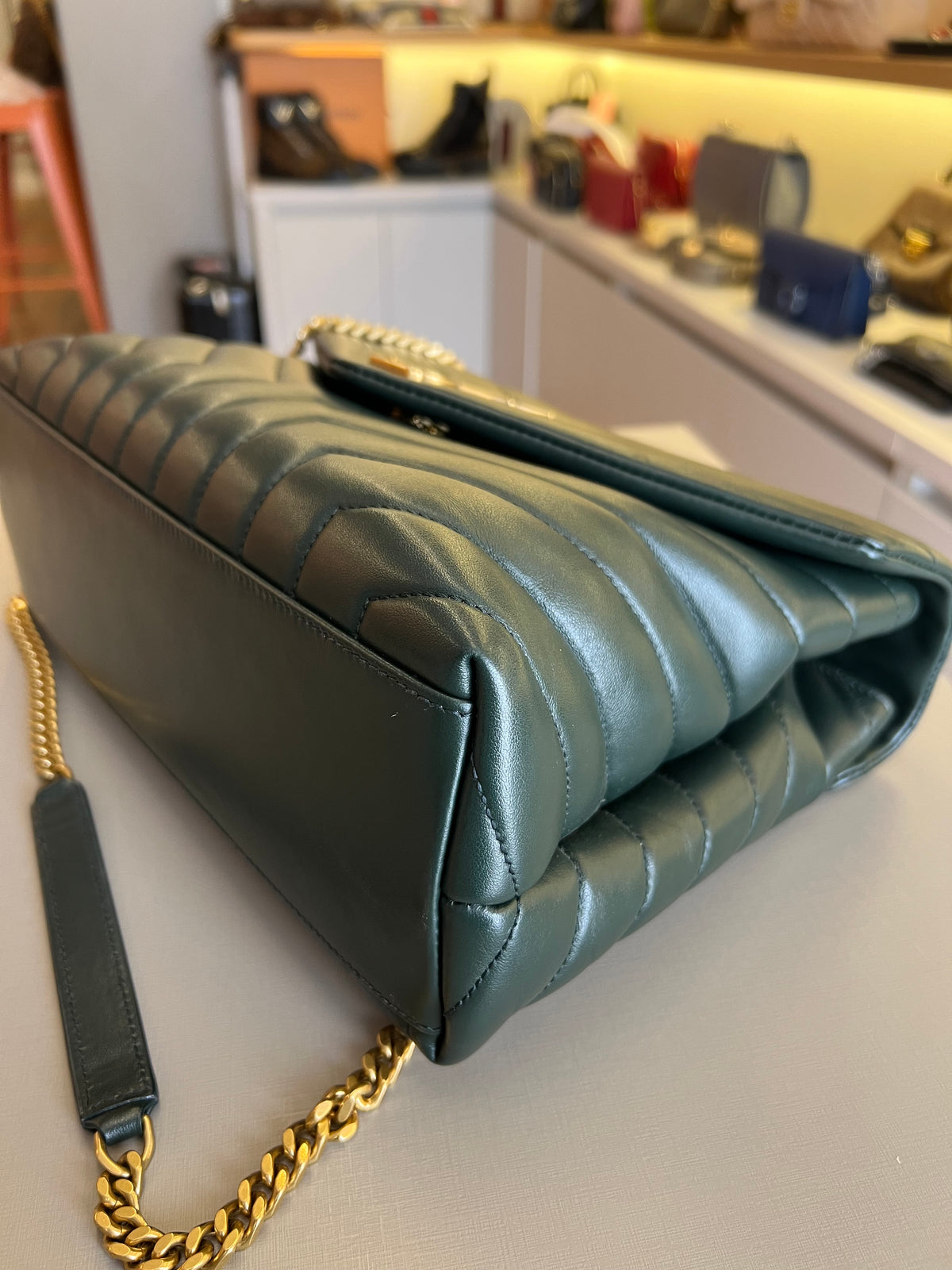 Saint Laurent Loulou Matelassê Verde